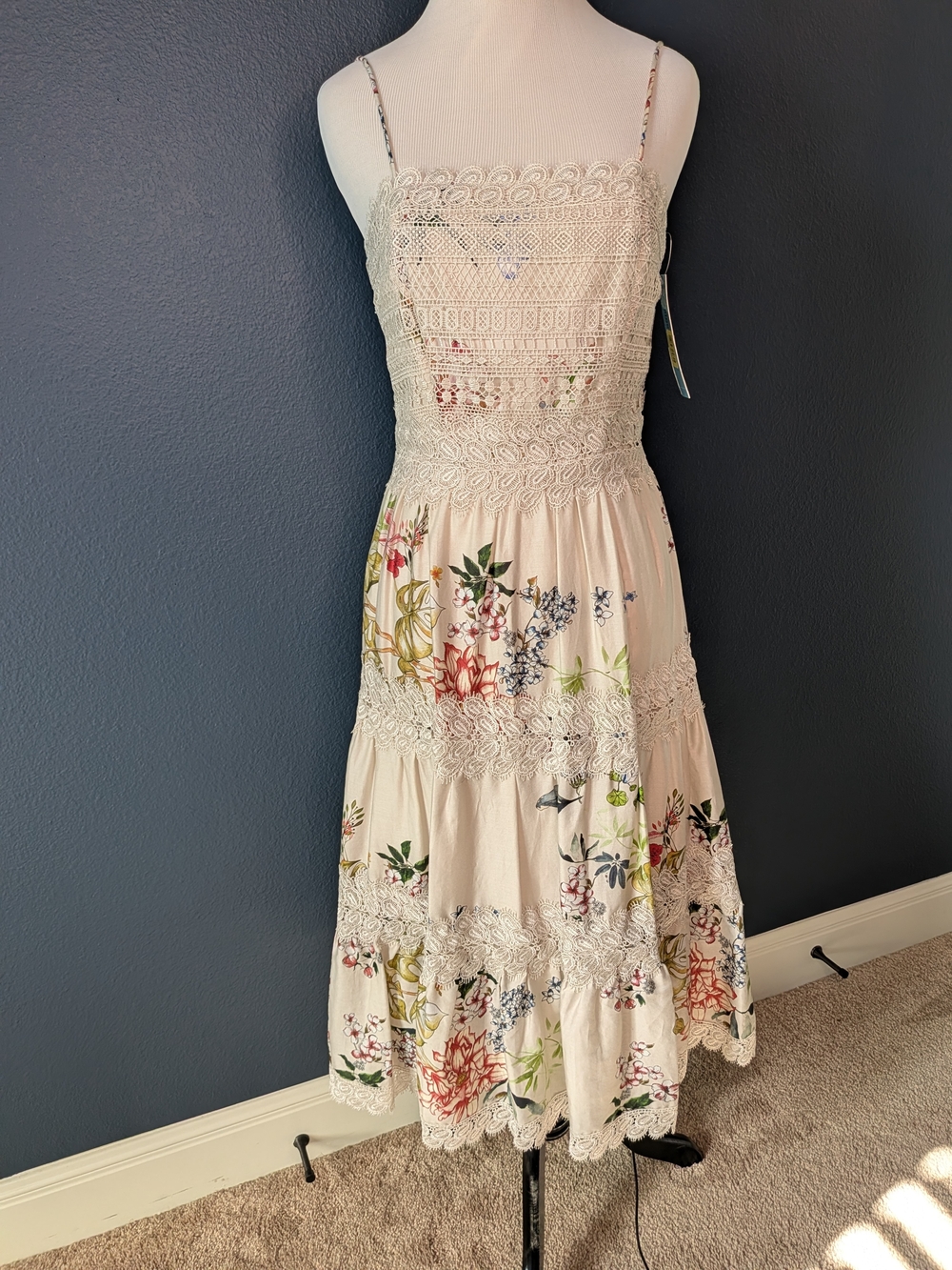 ANTONIO MELANI Bisque Floral Lace Sundress